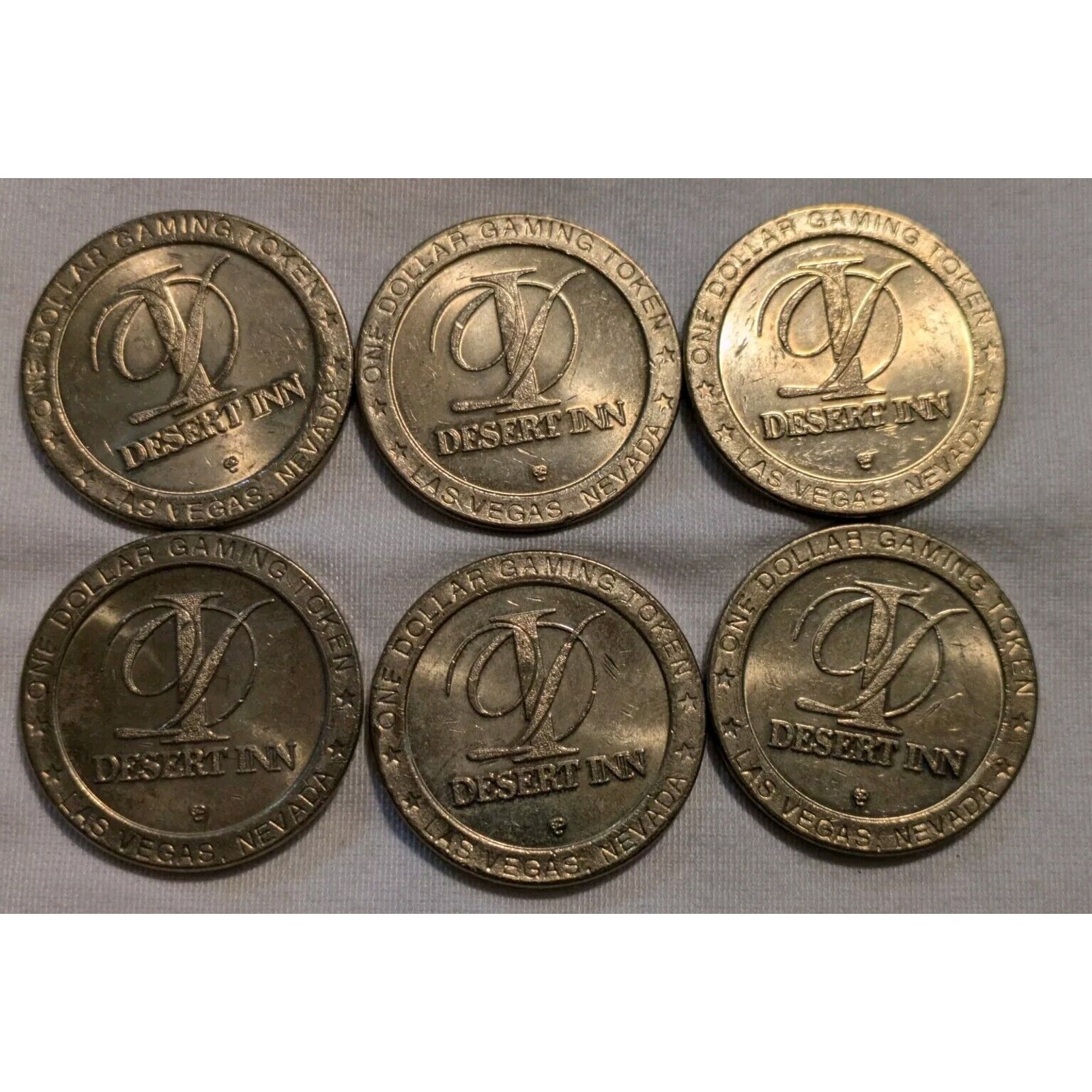 6 Vintage Desert Inn Hotel & Casino Slot Tokens - Las Vegas, Nv Nevada Dz